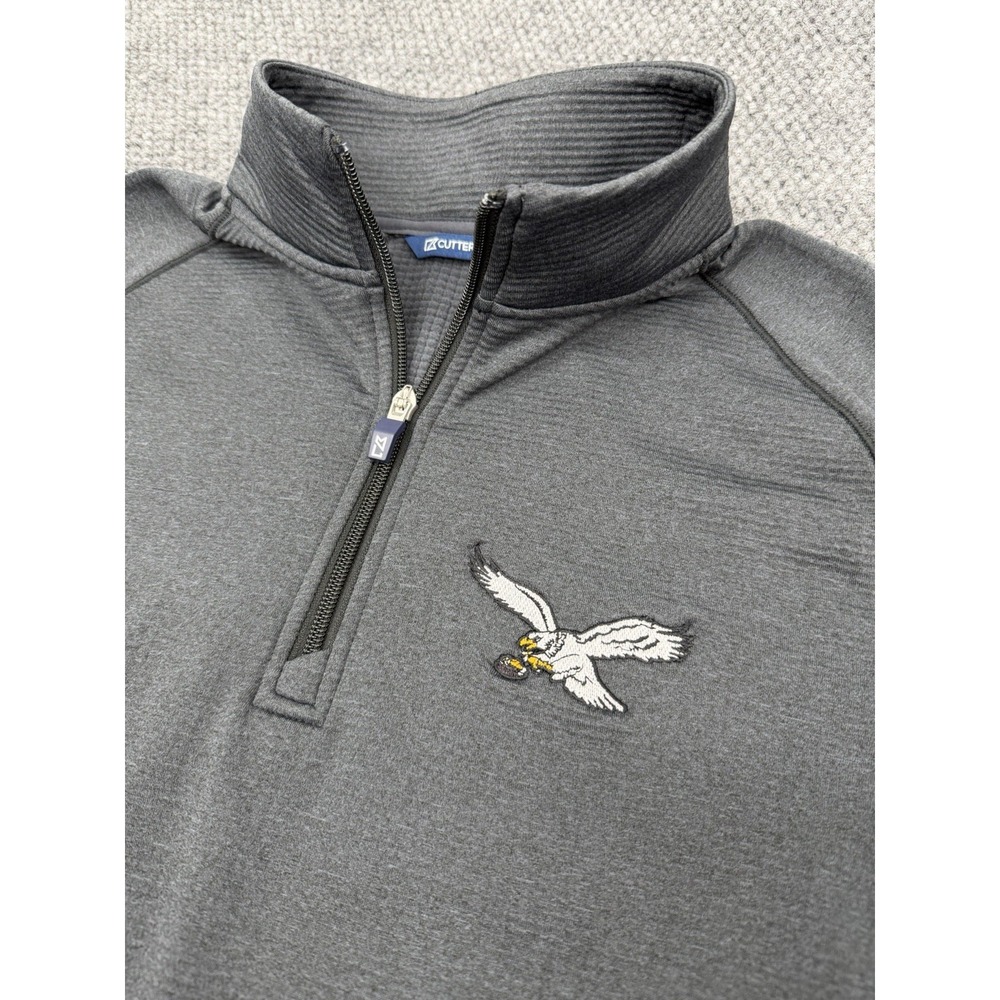 Philadelphia Eagles Men's Large Cutter & Buck 1/4 Zip Pullover Shirt Retro Logo